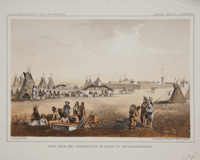 Fort Union és áruosztás az assiniboine-oknak alkotó: American School
