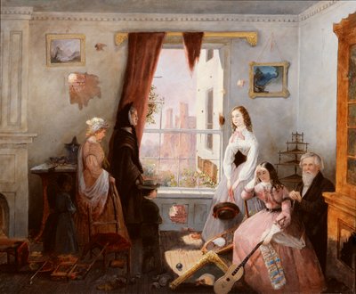 Fredericksburgi család egy háborúban tönkrement házban (olaj, tábla) alkotó: American School