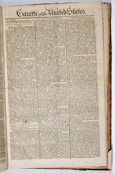 Az Egyesült Államok Közlönyének címlapja, 1789. április 15 alkotó: American School