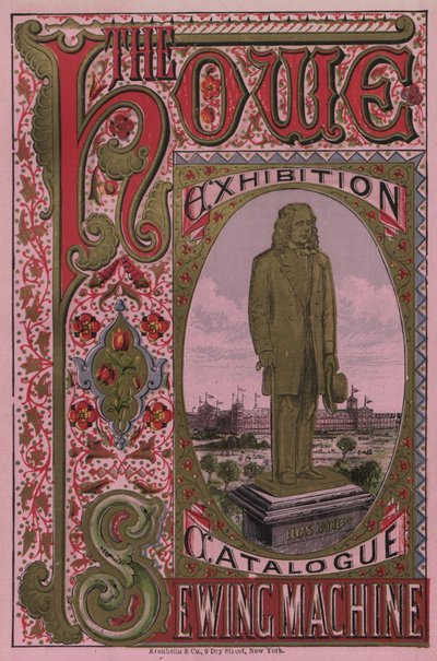 A Howe Varrógép-kiállítási katalógus első borítója, 1876 alkotó: American School