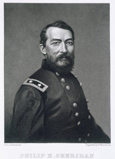 Philip Sheridan tábornok, Robert E. Whitechurch (1814-kb. 1883) fényképéből metszett alkotó: American School
