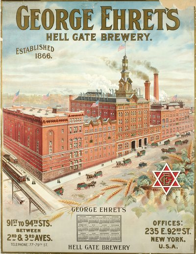 George Ehrets Hell Gate sörfőzde, 1866-ban alapították alkotó: American School