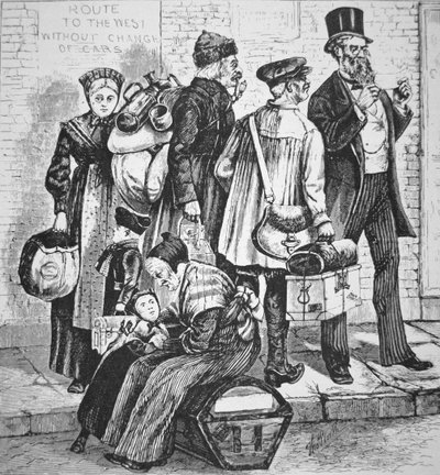 Német bevándorlók New Yorkban, 1870 körül (metszet) alkotó: American School
