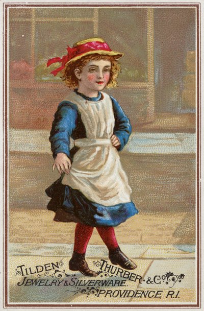 Játékosan ugráló lány (chromolitho) alkotó: American School