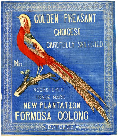 Golden Pheasant Choicest Gonely Select, No. Bejegyzett védjegy Új ültetvény Formosa Oolong (tömbnyomat (színes tinta papíron hátlappal)) alkotó: American School