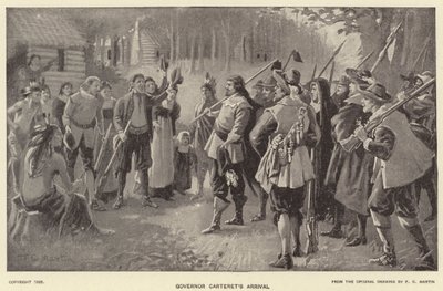 Carteret kormányzó érkezése (litográfia) alkotó: American School