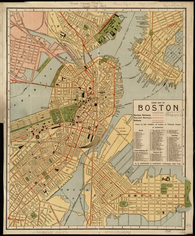 Boston útmutató térképe alkotó: American School