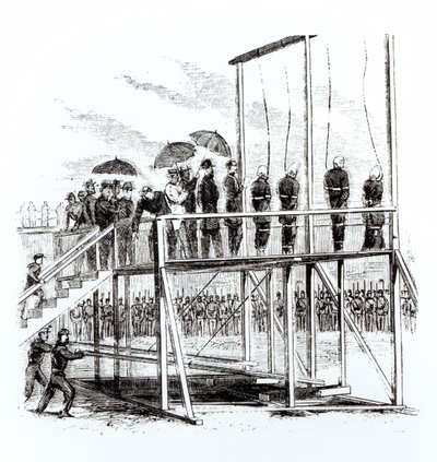 A Lincoln-gyilkosság összeesküvőinek felakasztása, 1865. július 7 alkotó: American School