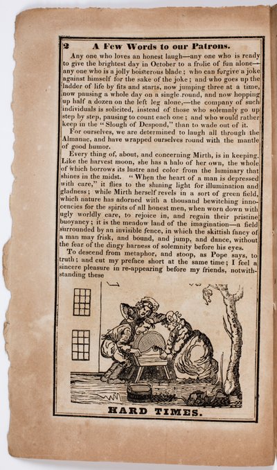 Hard Times, 2. oldal a The American Comic Almanach for 1838-ból alkotó: American School