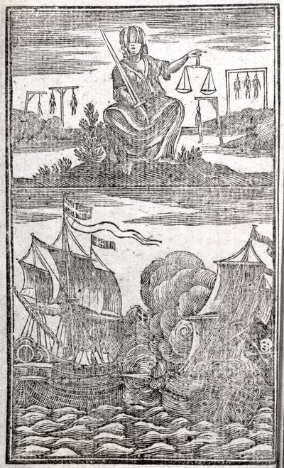 A leghírhedtebb kalózok és legénységük története és élete, frontispiece, London, 1725 alkotó: American School