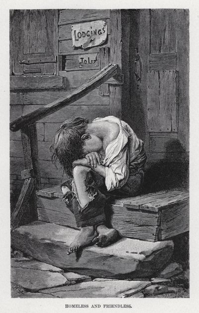 Hajléktalanok és barátok (litho) alkotó: American School
