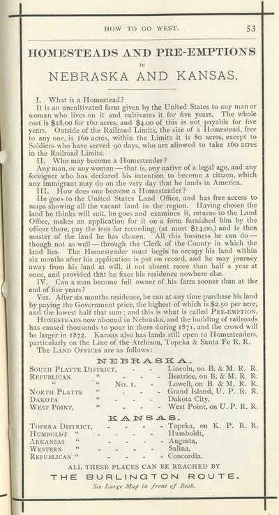 Tanyák és elővásárlások, 1872 (nyomtatás) alkotó: American School