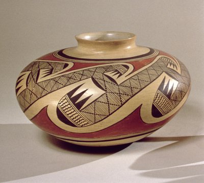 Hopi Bullware tégely, Arizonából (kerámia) alkotó: American School