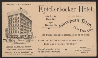 Hotel Trade Card alkotó: American School