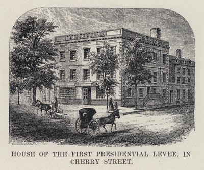 Az első elnöki töltés háza a Cherry Street-ben (litho) alkotó: American School