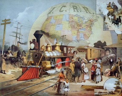 Illinois Central Railroad, 1886 körül (színes litho) alkotó: American School