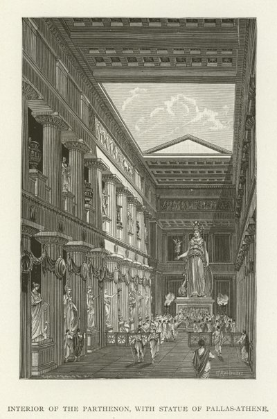 A Parthenon belseje, Pallas-Athéné szoborral alkotó: American School