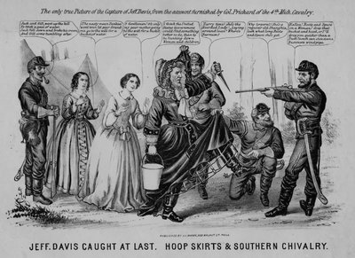 Jeff Davis végre elkapott: karikás szoknyák és Southern Chivalry, kiadó: J.L. Magee, Philadelphia, 1865 körül alkotó: American School