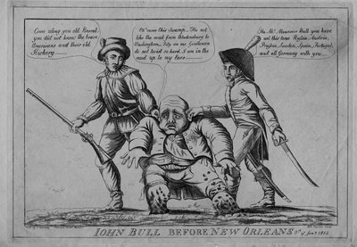 John Bull New Orleans előtt, 1815 alkotó: American School
