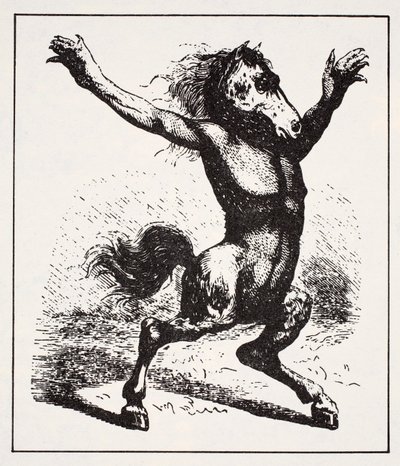 Kelpie vízi démon, Thomas Keightley (1789-1872) The World Guide to gnómok, tündérek, tündék és más kis emberek kalauzából, Megjelent 1880, (BW metszet) alkotó: American School