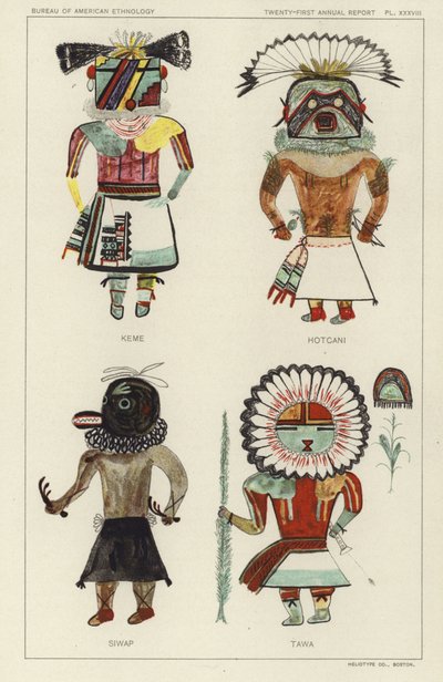 Keme, Hotcani, Siwap, Tawa (színes litográfia) alkotó: American School