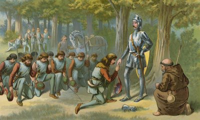 Richárd király megkegyelmez Robinnak és embereinek alkotó: American School
