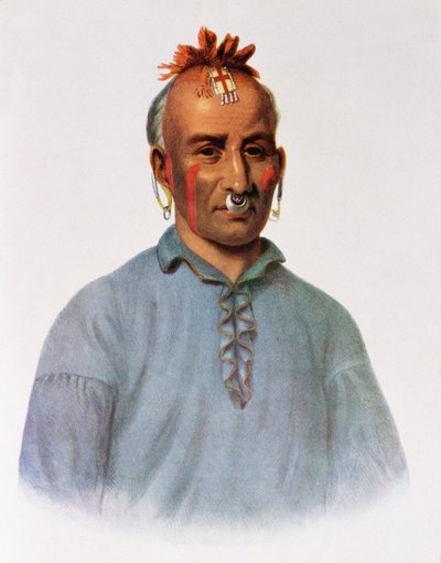 Kish-Kal-Wa, a Shawnee főnöke, illusztráció a „The Indian Tribes of North America, Vol.1”, Thomas L. McKenney és James Hall, pub. írta John Grant alkotó: American School