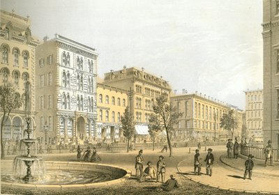 LaSalle Street a Courthouse Square-ről, a Chicago Illustrated-től, James W. Sheahan irodalmi leírásaival, a Jevne & Almini, Chicago, 1866-67 alkotó: American School