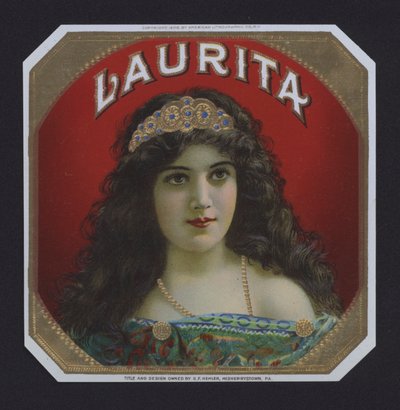 Laurita, szivarcímke (chromolitho) alkotó: American School