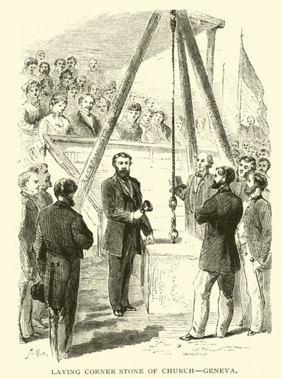 A templom sarokkövét lerakják, Genf alkotó: American School
