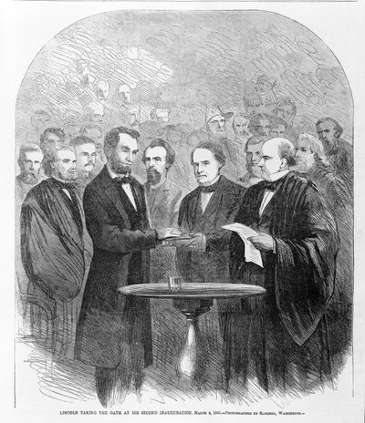 Lincoln esküt tett második beiktatásán, 1865. március 4-én, 1865. alkotó: American School