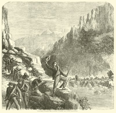 A Longstreets lövészei megtámadtak egy szövetségi vonatot Chattanooga felett, 1863. október alkotó: American School