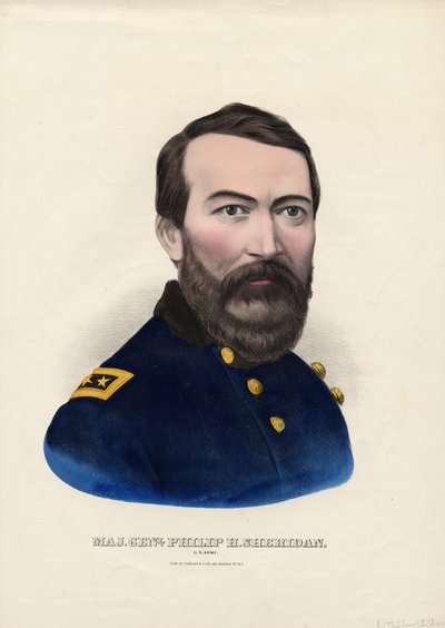 őrnagy. Philip H. Sheridan, amerikai hadsereg, pub. Currier & Ives, 1862-65 körül alkotó: American School