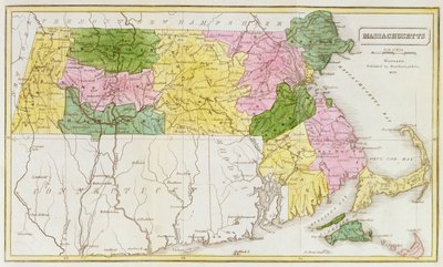 Massachusetts térképe, a "Massachusetts történelmi gyűjteményéből", John Warren Barber, 1839 alkotó: American School