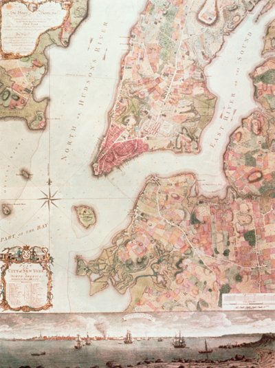 New York térképe 1766-67-ben (akvarell, papír) alkotó: American School