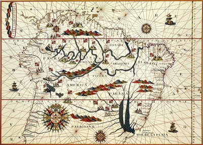 Dél-Amerika térképe 1582-ben alkotó: American School