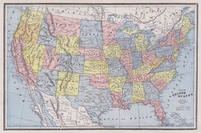 Az Egyesült Államok térképe (színes metszet) alkotó: American School