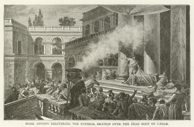 Mark Antony a temetési beszédet tartja Caesar holtteste felett alkotó: American School