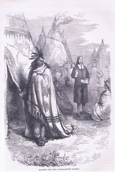 Mayhew és a Naragansett 1674, illusztráció Cassell története az Egyesült Államok pubjából. készítette: Petter & Galpin 1890 körül (litho) alkotó: American School