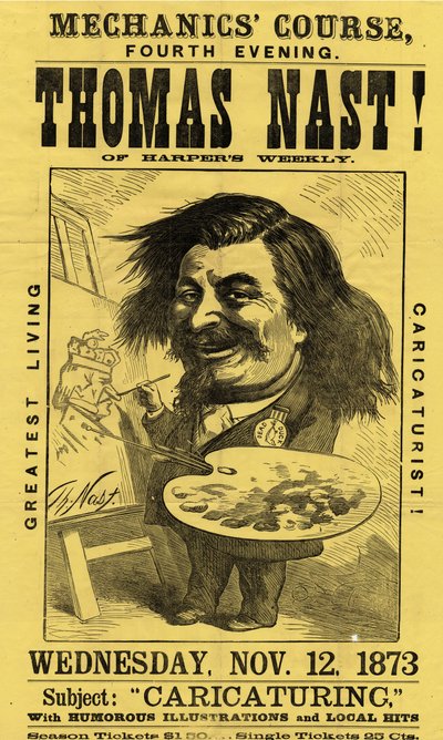 Mechanika tanfolyam, negyedik este. Thomas Nast!, kiadó: Currier & Ives, 1873 alkotó: American School