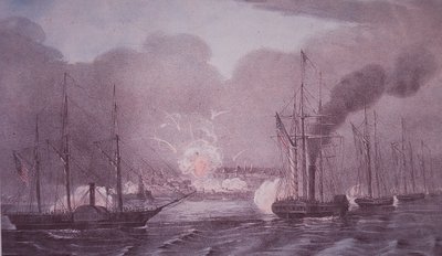 Mexikói-amerikai háború (1846-48), az amerikai haditengerészet Veracruz bombázója alkotó: American School