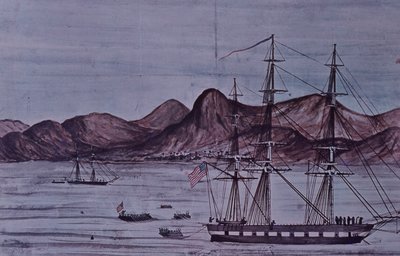 Mexikói-amerikai háború (1846-48), az amerikai haditengerészet partraszállása Loretóban alkotó: American School