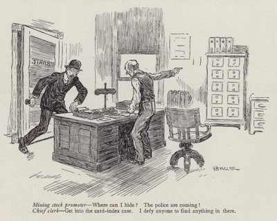 Bányászati részvények promótere menekül a rendőrség elől (litho) alkotó: American School