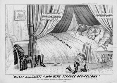 A nyomorúság megismertet egy férfit furcsa ágyasokkal, kiadó: H R Robinson, New York, 1848 alkotó: American School