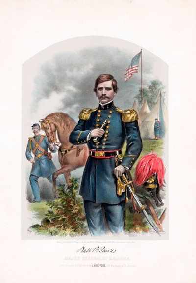 Nathaniel P. Banks, az Egyesült Államok hadseregének vezérőrnagya, pub. 1861-es színes litográfia alkotó: American School