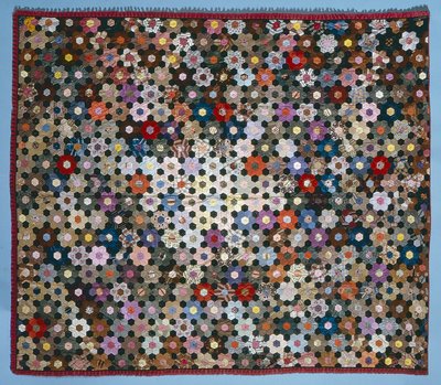 Optikai virágos puzzle paplan, 1854 (selyem) alkotó: American School