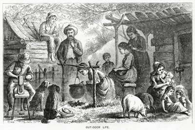 Out-door Life, illusztráció az A Community of Outcasts című filmhez, az Appletons Journalból, 1872. március 23. alkotó: American School