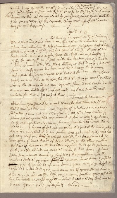 3. oldal, Abigail Adams levele John Adamsnek, 1776. március 31. – április 5. (tintával, papíron) alkotó: American School