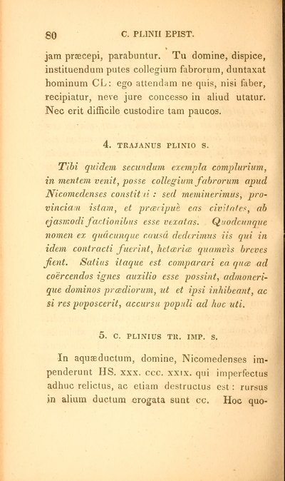 Oldal az Ifjabb Plinius válogatott leveleiből, X. könyv, Boston kiadásában alkotó: American School
