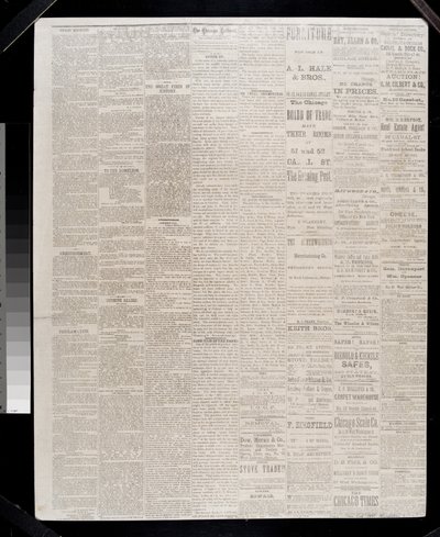 Oldal a Chicago Tribune-ból, 1871. október 11. (újságpapír) alkotó: American School